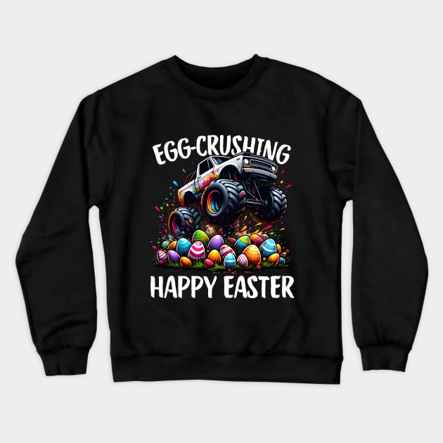 Egg-crushing Happy Easter Monster Truck Crewneck Sweatshirt by IKIGAISEKAI